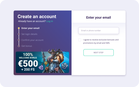 SafeCasino Passos para o registo 5